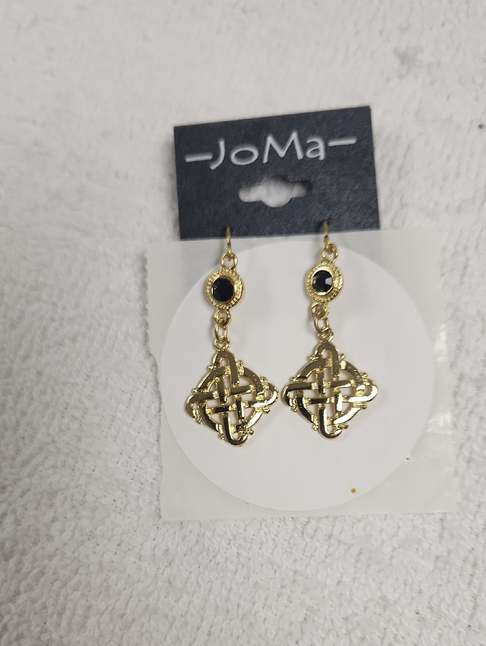 Joma-Gold-Tone Black Stone Knot Drop Earrings